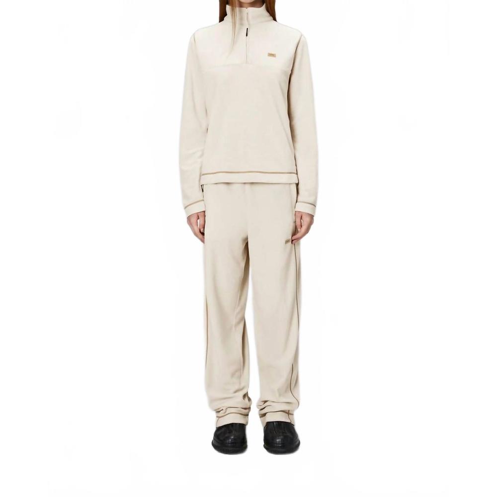 NEW RAINS addis fleece half zip sweater in dune
